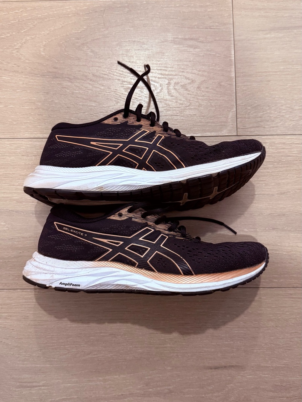 ASICS Black Athletic Running Shoes with Rose Gold Accents